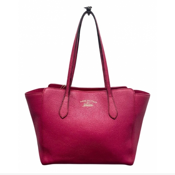 💖💖 ➡️➡️ Gucci Leather Medium Swing Tote Bag with Hang Tag and Foil Monogram - Picture 9 of 14